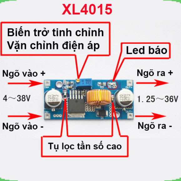 Mạch nguồn giảm áp, hạ áp 5A XL4005 DC - DC