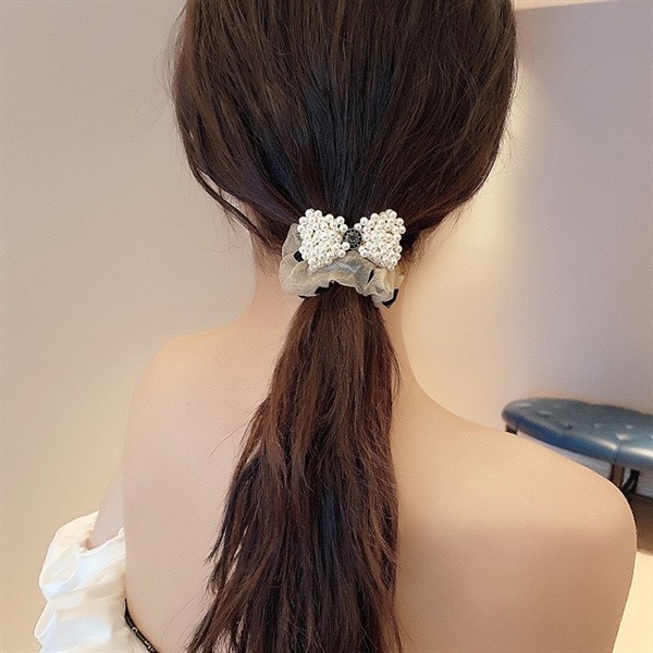 Dây Cột Tóc Đính Nơ Và Ngọc Trai Thời Trang Cho Nữ
