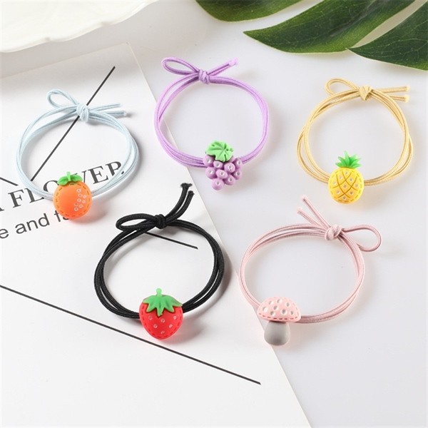 3 Thun Buộc Tóc Trái Cây Dây Trơn