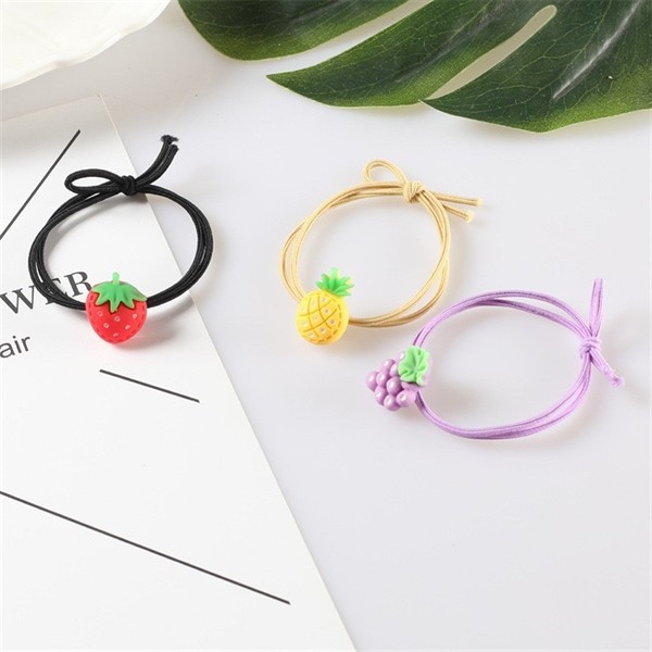 3 Thun Buộc Tóc Trái Cây Dây Trơn