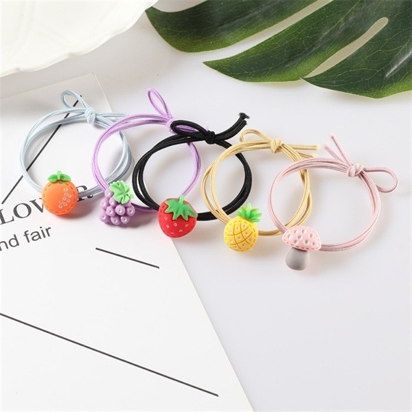 3 Thun Buộc Tóc Trái Cây Dây Trơn