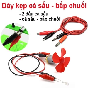 Dây điện kẹp 2 đầu cá sấu, 1 đầu cá sấu 1 bắp chuối dài 1m
