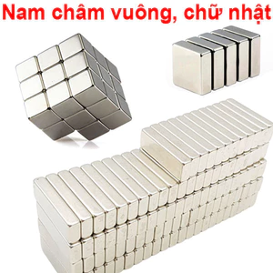 Nam Châm Đất Hiếm Hình Khối Chữ Nhật Lực Hút Mạnh Mạ Niken N35 Nhiều Kích Thước