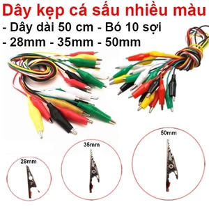 Bó 10 sợi dây kẹp cá sấu 2 đầu nhiều màu dài 50cm