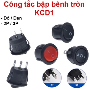 Công Tắc Bập Bênh Tròn KCD1 6A 250V Lỗ Khoét 20mm Chân Đồng