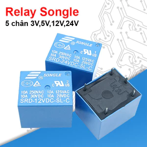 Relay Rờ Le SongLe 5 Chân 5 Cái - 10A Điện Áp Kích 3V/5V/12V/24V, Dùng Trong Mạch Điện