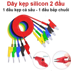 Dây kẹp silicon 2 đầu 1 đầu kẹp cá sấu + 1 đầu jack bắp chuối