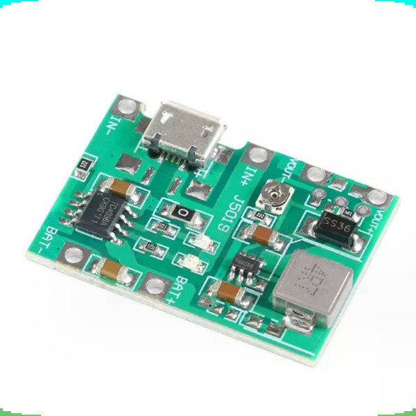 Mạch sạc pin 1S 18650 J5019 dùng IC TC4056 tích hợp mạch tăng áp 2A từ 5V lên 18V