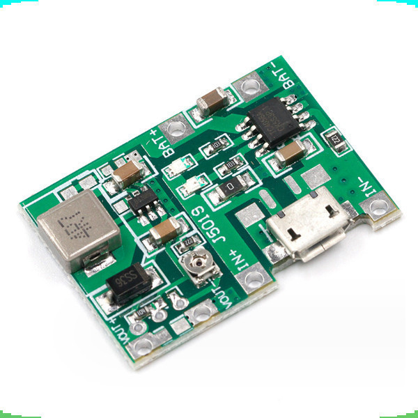 Mạch sạc pin 1S 18650 J5019 dùng IC TC4056 tích hợp mạch tăng áp 2A từ 5V lên 18V