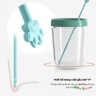 Que khuấy sữa silicone hình gấu cho bé, đổi màu theo nhiệt độ nước