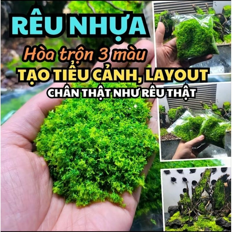 Rêu nhựa 3 màu tạo tiểu cảnh, thủy sinh bể cá mini độc lạ, gắn trang ...