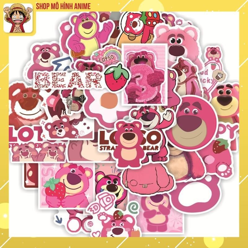 Hình Dán Sticker Gấu Dâu Lotso, Dán Nón Bảo Hiểm, Điện Thoại, Laptop ...