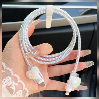 [Trái tim ngọc trai] Bộ phụ kiện bảo vệ củ sạc và cáp sạc PD18/20W bằng silicon cao cấp RABBI