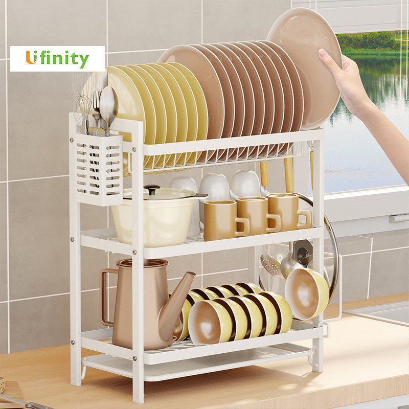 Lifinity Kệ Bát Đĩa 2 Tầng Đa Năng Sơn Tĩnh Điện Kệ úp Chén Dĩa Kệ Nhà Bếp Fullset