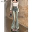 Quần bò ống loe 2 TÚI trước, quần jeans ống loe màu xanh rêu siêu xinh LN 26