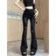 Quần Jeans ống loe Rách 2 Gối trước, quần bò ống loe tua rua gấu siêu xinh LN
