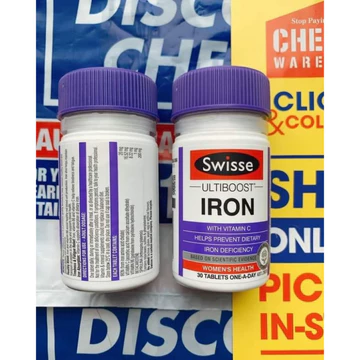 (date 2029) Sắt Swisse Iron 30 viên, Viên uống bổ sung sắt hữu cơ không gây táo bón úc ( Sắt Swisse )