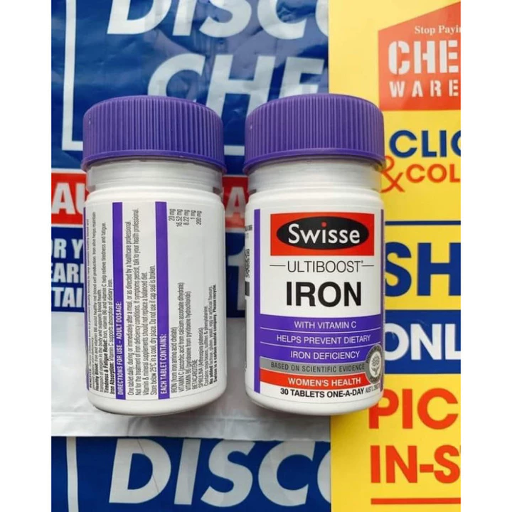 (date 2029) Sắt Swisse Iron 30 viên, Viên uống bổ sung sắt hữu cơ không gây táo bón úc ( Sắt Swisse )