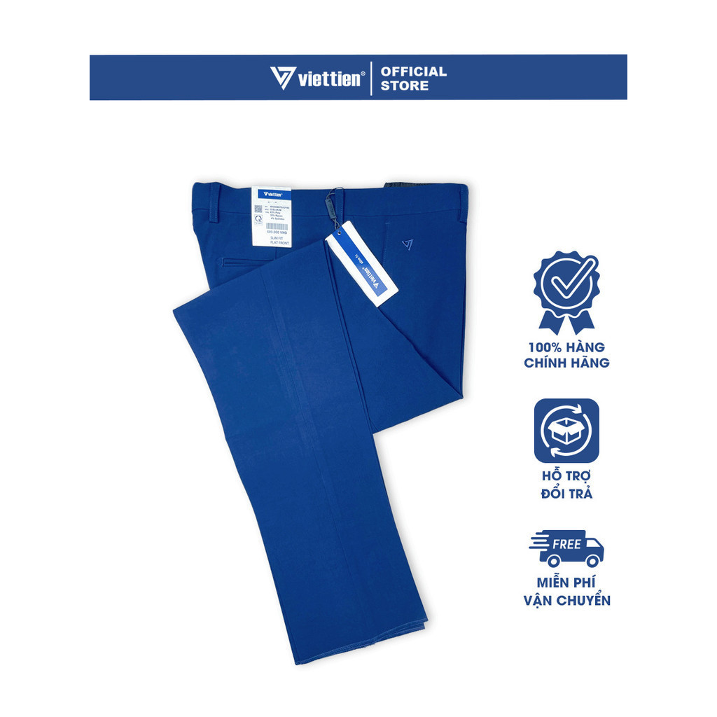 VIỆT TIẾN SALE - QUẦN TÂY Dài, Màu Xanh Dương , Họa Tiết Trơn, Form Slim Fit , Chính Hãng