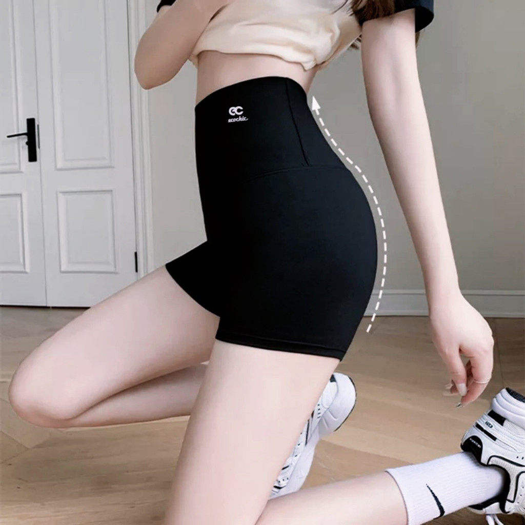 Quần legging đùi ECOCHIC nữ cạp cao gen bụng tập gym yoga chất liệu su đúc định hình nâng mông