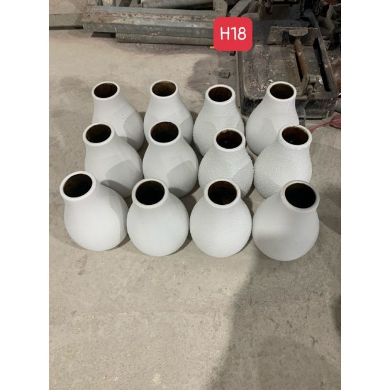 lọ cắm hoa dáng giọt lệ men mộc và men sủi, bình gốm Bát Tràng