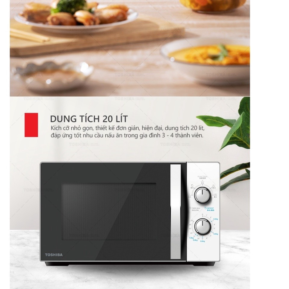 Lò vi sóng Toshiba MWP-MM20P - Dung tích 20 lít, 5 mức công suất - Bảo hành chính hãng 12 tháng