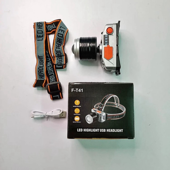 Đèn pin đội đầu siêu sáng 1 bóng chiếu xa 300m cảm biến vẫy tay, chip Led L9 Zoom xa gần, chống nước IPX6, pin trâu HOT