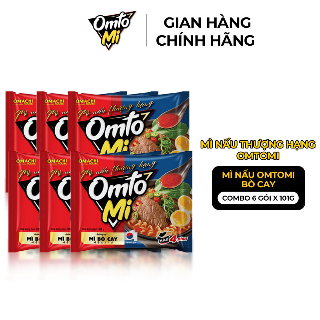 Mì Nấu OMTOMI Bò Cay - Combo 6 Gói X 101GR | Shopee Việt Nam