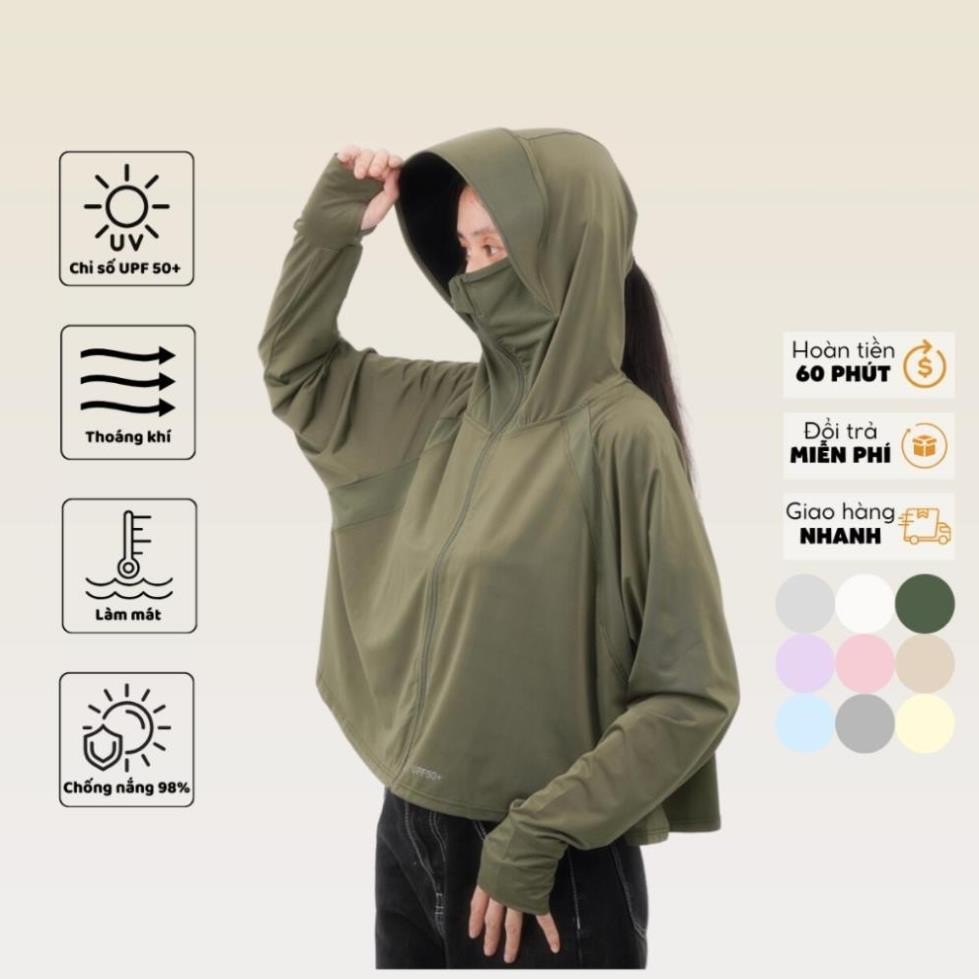 Áo chống nắng nữ croptop chống tia cực tím UPF 50+ chống tia UV chất lụa nhẹ mát lạnh rộng - XMTTONL