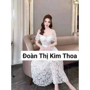 Váy Ren Hoa Trễ Vai Kim Thoa Design Kèm Feedback Khách Yêu