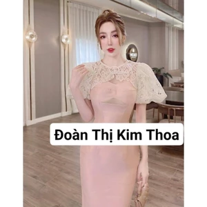 Váy body hồng phối ren 3D – thiết kế cao cấp Kim Thoa Design | Kèm ảnh thật khách