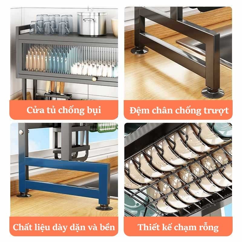 Lifinity Kệ Để Chén Đĩa-Kệ Tủ Nhà Bếp Có Nắp Đậy Thông Minh Trên Bồn Rửa Bát 2 Tầng