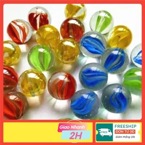 SET 1KG viên bi ve thủy tinh kích thước 16mm trong suốt 8 khía nhiều màu đồ chơi cho bé tuổi thơ bi a da OKAMAS