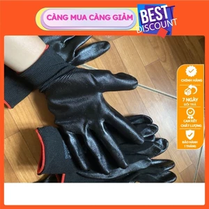 COMBO 50 ĐÔI Gang tay lao động phủ sơn màu đen - Găng tay bảo hộ chất liệu bền đẹp ai cũng hài lòng OKAMAS