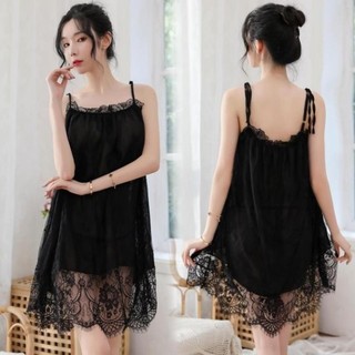 Váy Ngủ Công Chúa Sexy hai dây phối Ren Gợi Cảm Quyến Rũ DN57 Đồ Ngủ Thức Cuốn Hút (Tặng Kèm Đồ Lót)