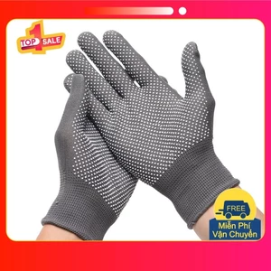SET 20, 30 ĐÔI Găng Tay Lao Động Co Dãn 4 Có Hạt Chống Trơn Màu Đen - Găng tay Bảo Hộ đa năng bền đẹp bởi Okamas Store