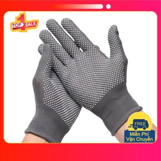 SET 20, 30 ĐÔI Găng Tay Lao Động Co Dãn 4 Có Hạt Chống Trơn Màu Đen - Găng tay Bảo Hộ đa năng bền đẹp bởi Okamas Store