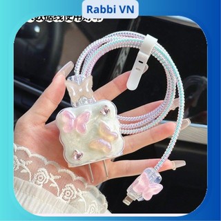 [Hồ Điệp Viền Sóng] Bộ phụ kiện bảo vệ củ sạc và cáp sạc cho iphone PD18/20W bằng silicon cao cấp RABBI