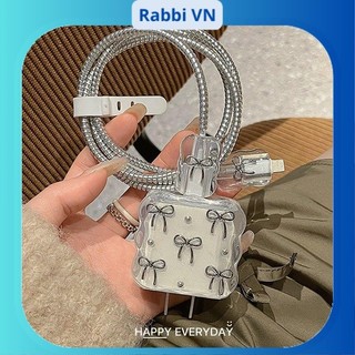 [Nơ Viền Sóng] Bộ phụ kiện bảo vệ củ sạc và cáp sạc cho iphone PD18/20W bằng silicon cao cấp RABBI