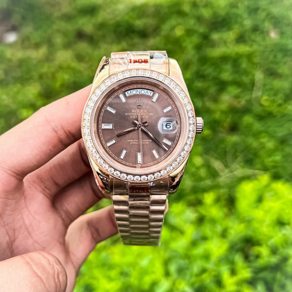 [DUY WATCH] Đồng Hồ Nam RoLex Sapphire RA88 NÂU Chocolate giờ vạch Viền ...