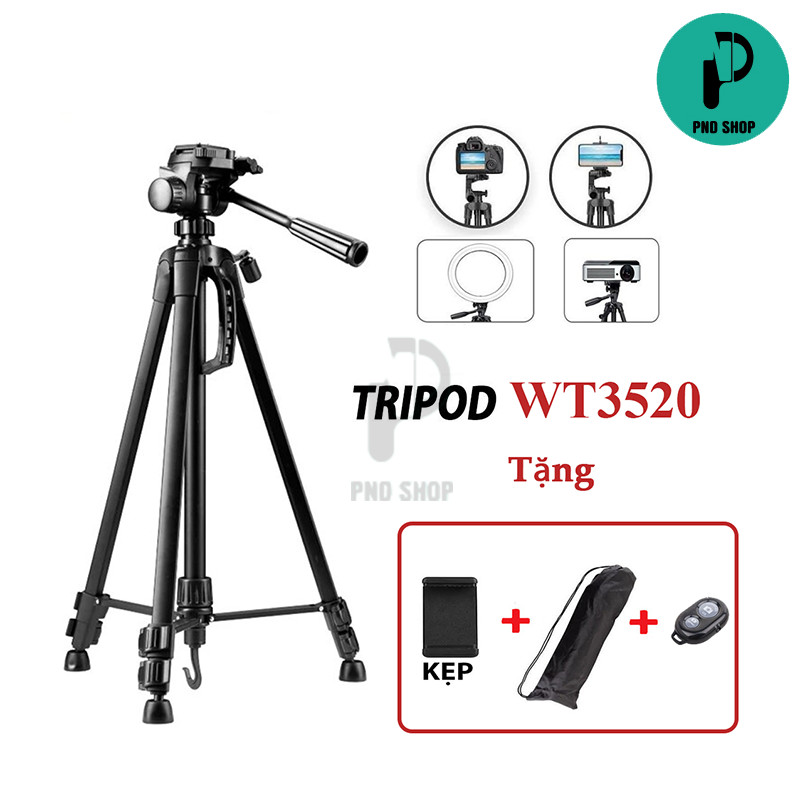 Giá đỡ Tripod 3520 cho điện thoại, máy ảnh, máy chiếu, đèn livestream từ 55cm đến 1m4 chịu tải trọng 3kg PND Phonecase