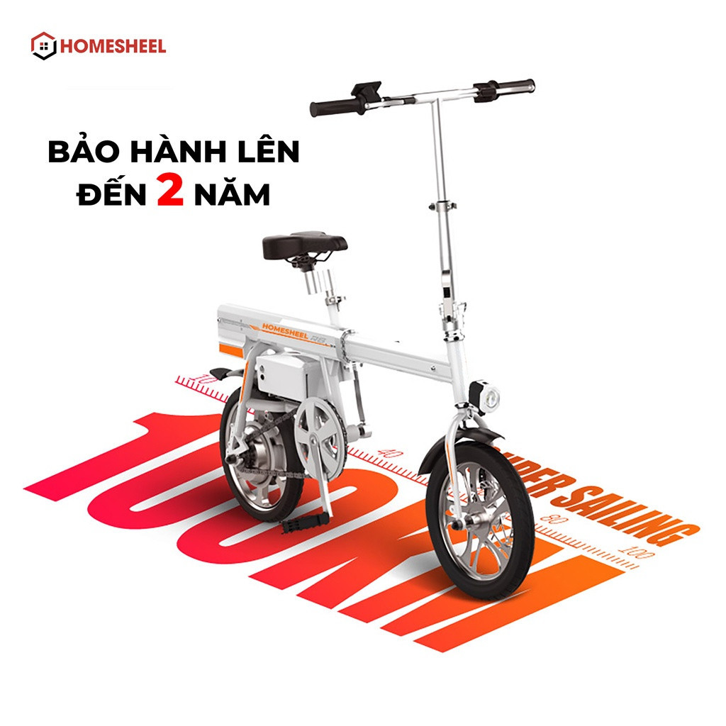Xe đạp điện gấp gọn HOMESHEEL R6 màu trắng trắng chính hãng