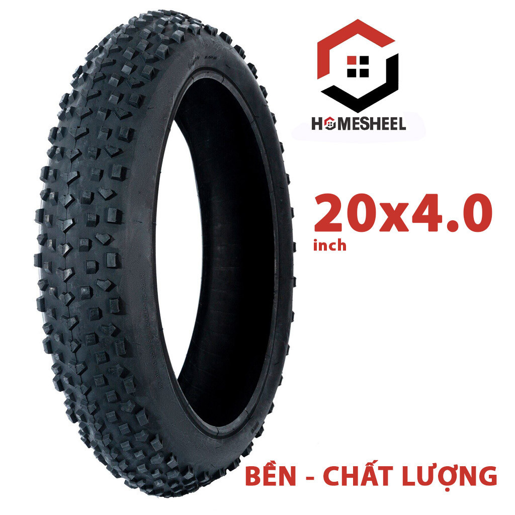 Lốp + Xăm Ruột Xe Điện 20x4.0 HOMESHEEL Chính Hãng – Dày, Êm, Chống Đinh, Loại 1