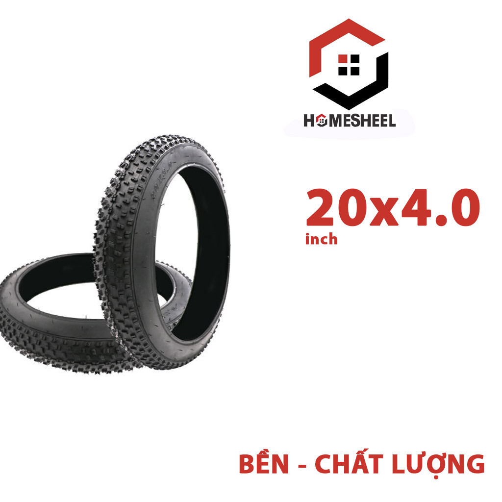 Lốp + Xăm Ruột Xe Điện 20x4.0 HOMESHEEL Chính Hãng – Dày, Êm, Chống Đinh, Loại 1