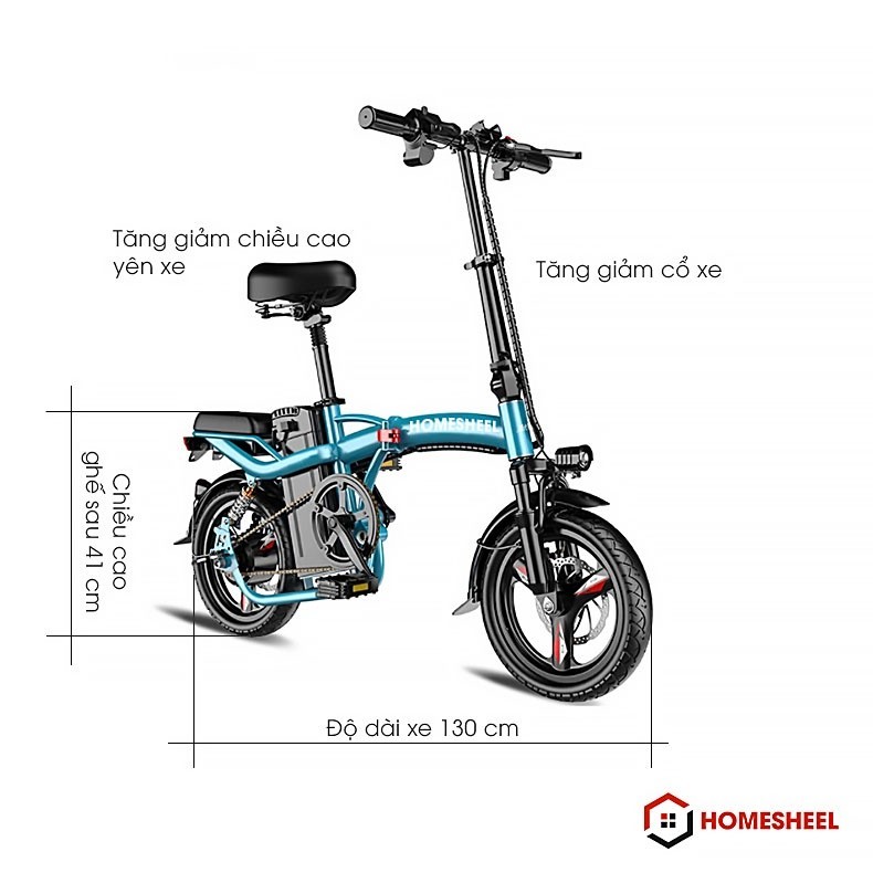 Xe đạp điện gấp gọn thế hệ mới ra mắt HOMESHEEL T5S PLUS ( Xanh dương) (new)