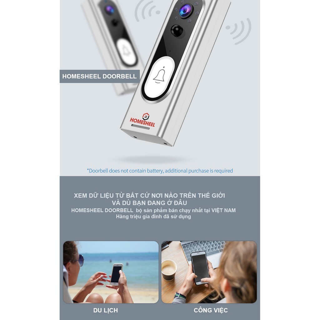 Chuông cửa Camera Smart Homesheel Doorbell M13 - Hàng chính hãng