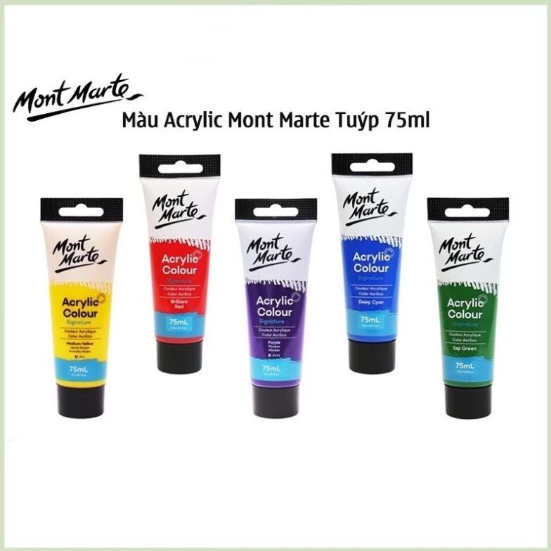 Tuýp Màu Lẻ Acrylic Signature 75ml Mont Marte Cao Cấp - Vẽ Trên Mọi Chất Liệu Bề Mặt