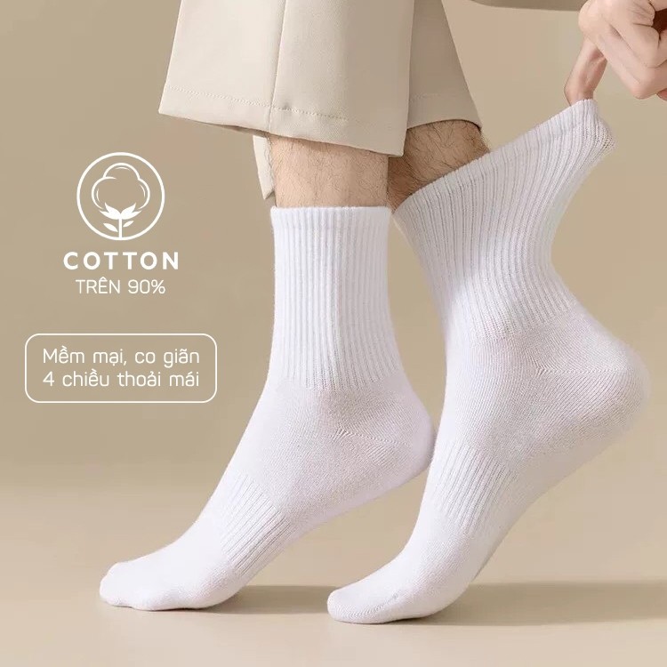 Tất nam nữ đen trắng dễ mix đồ, vớ cotton co giãn 4 chiều chống hôi chân - Hot Store | BigBuy360 - bigbuy360.vn
