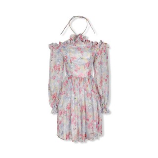 Đầm Nữ Ngắn Long Sleeves Flower , Chất Chiffon Hoa Thoải Mái , WDN034  SOME HOW STORE