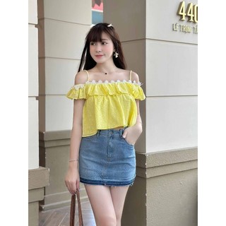 Áo Nữ Crop Ruffle Princess , Chất Vải Boi Cotton Thoải Mái , WKI021  SOME HOW STORE